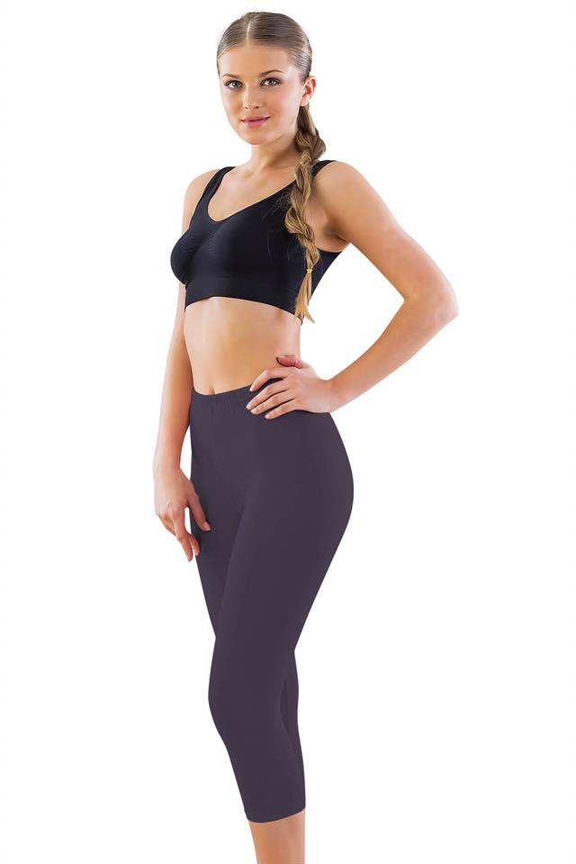 Anthrazitfarbene, einfarbige Capri-Leggings Mi 7300