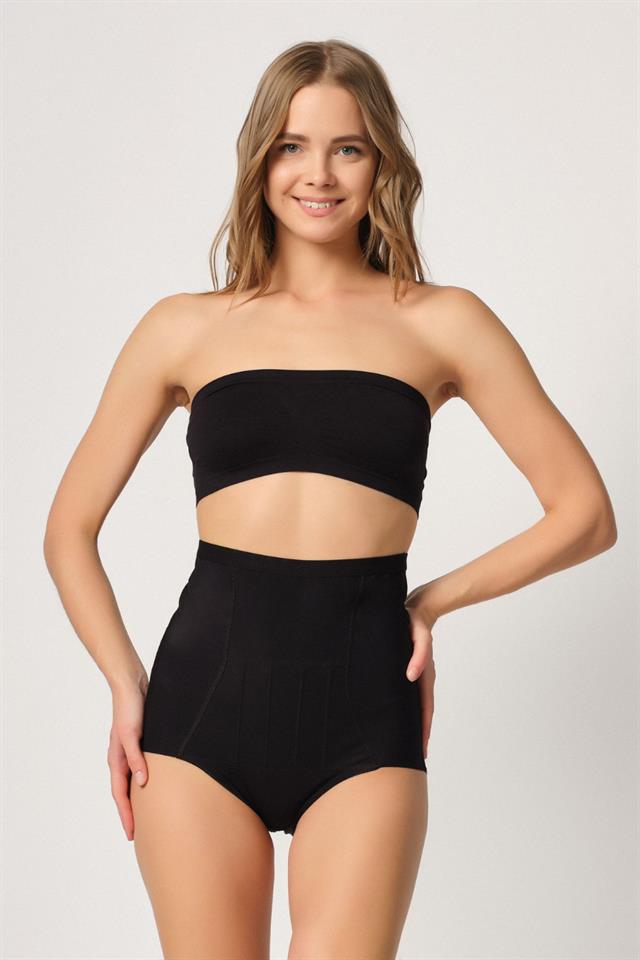 Black 2931 Belly Balen Backed Slip Laser Corset