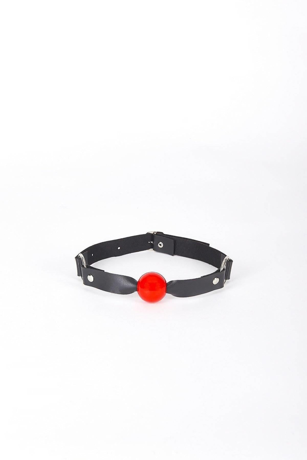 Schwarz-Rot-Mund-Ball-Leder-Harnisch 700215 1