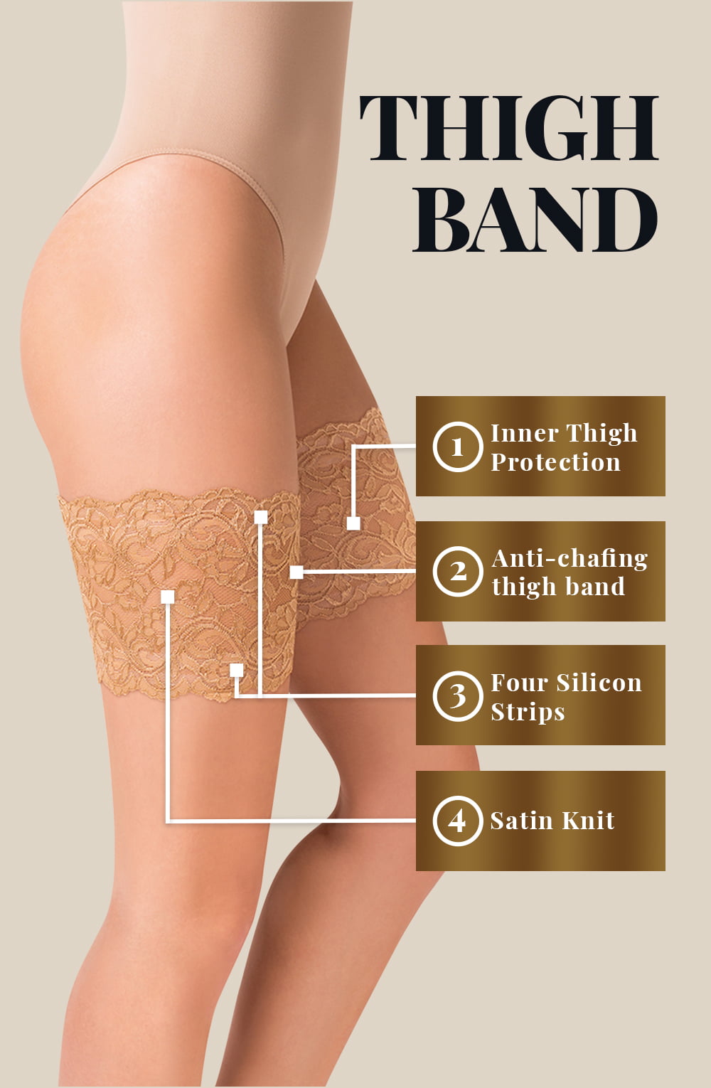 Gabriella Lace Thigh Band 509 Beige Gabriella Lace Thigh Band 509 Beige