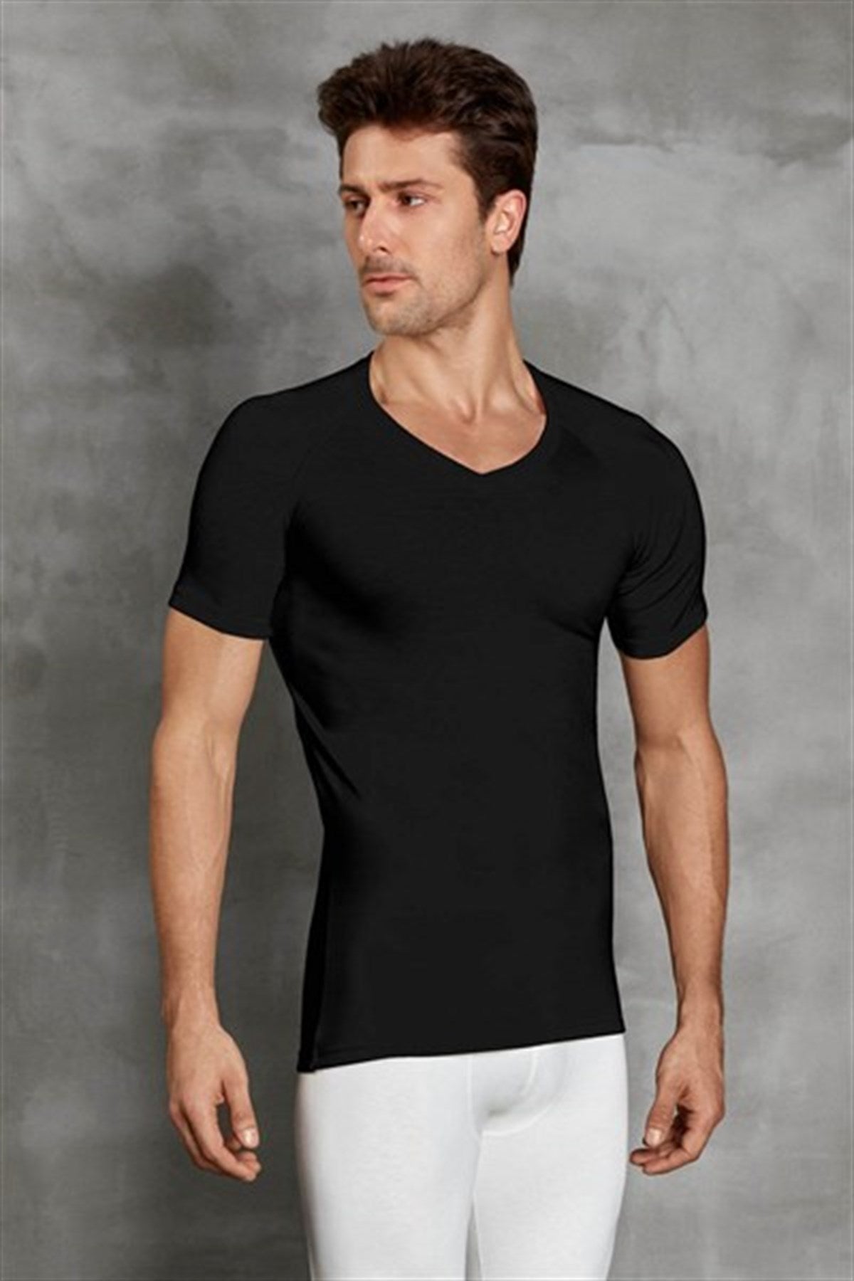 Thermo-T-Shirt mit V-Ausschnitt und kurzen Ärmeln für Herren 2885
