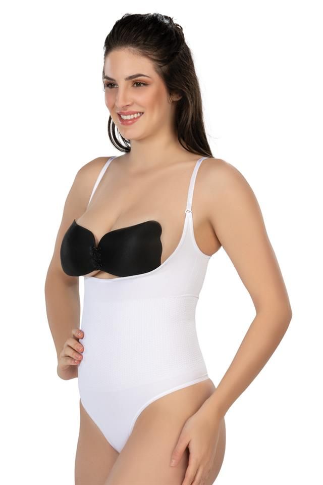 Weißes 2076 Brust offenes String Body Korsett