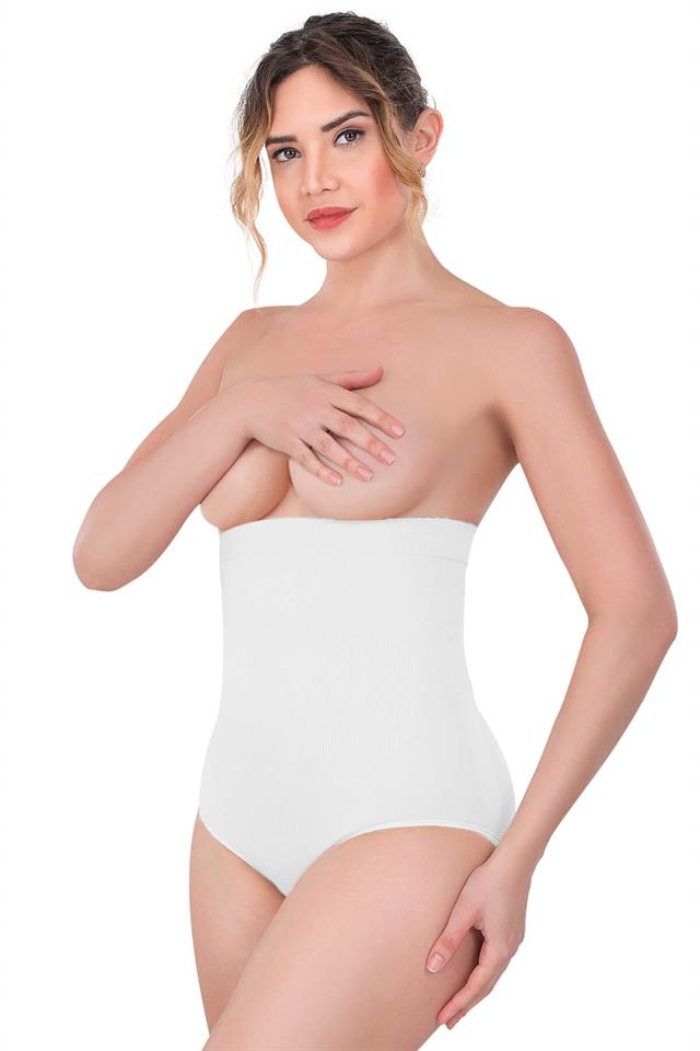 White 2080 High Waist Snap Slip Corset