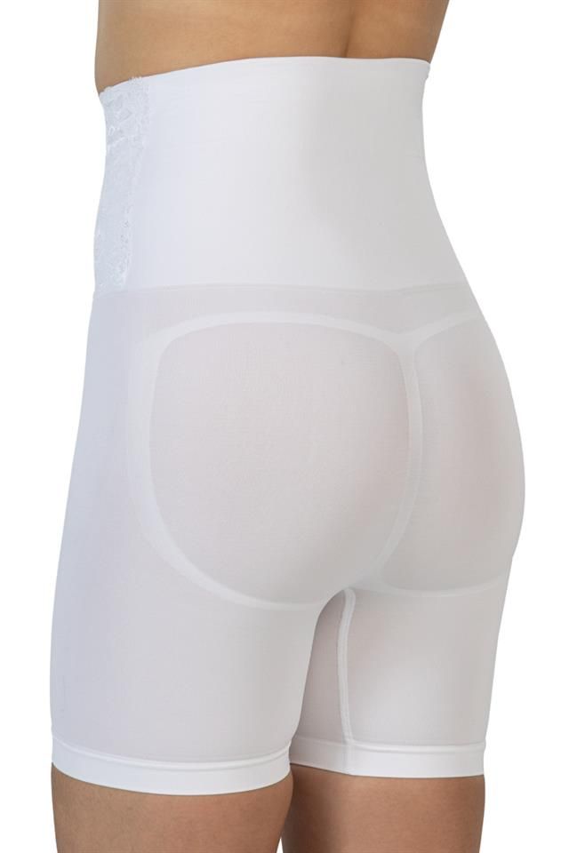 Weißes 2091 Boxerkorsett mit hoher Taille und Spitze vorne