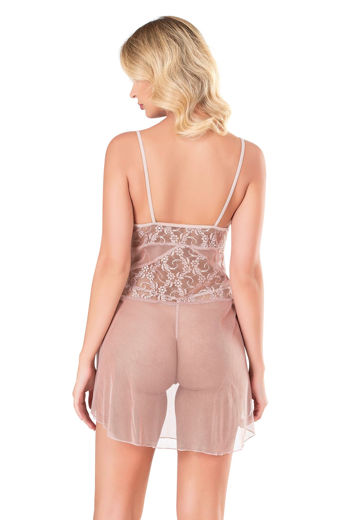 Damen-Nachthemd aus Satin und Spitze