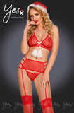 YesX YX945 5pc Red Hat, Bra, Garter, Thong & Stockings Set YesX YX945 5pc Red Hat, Bra, Garter, Thong & Stockings Set