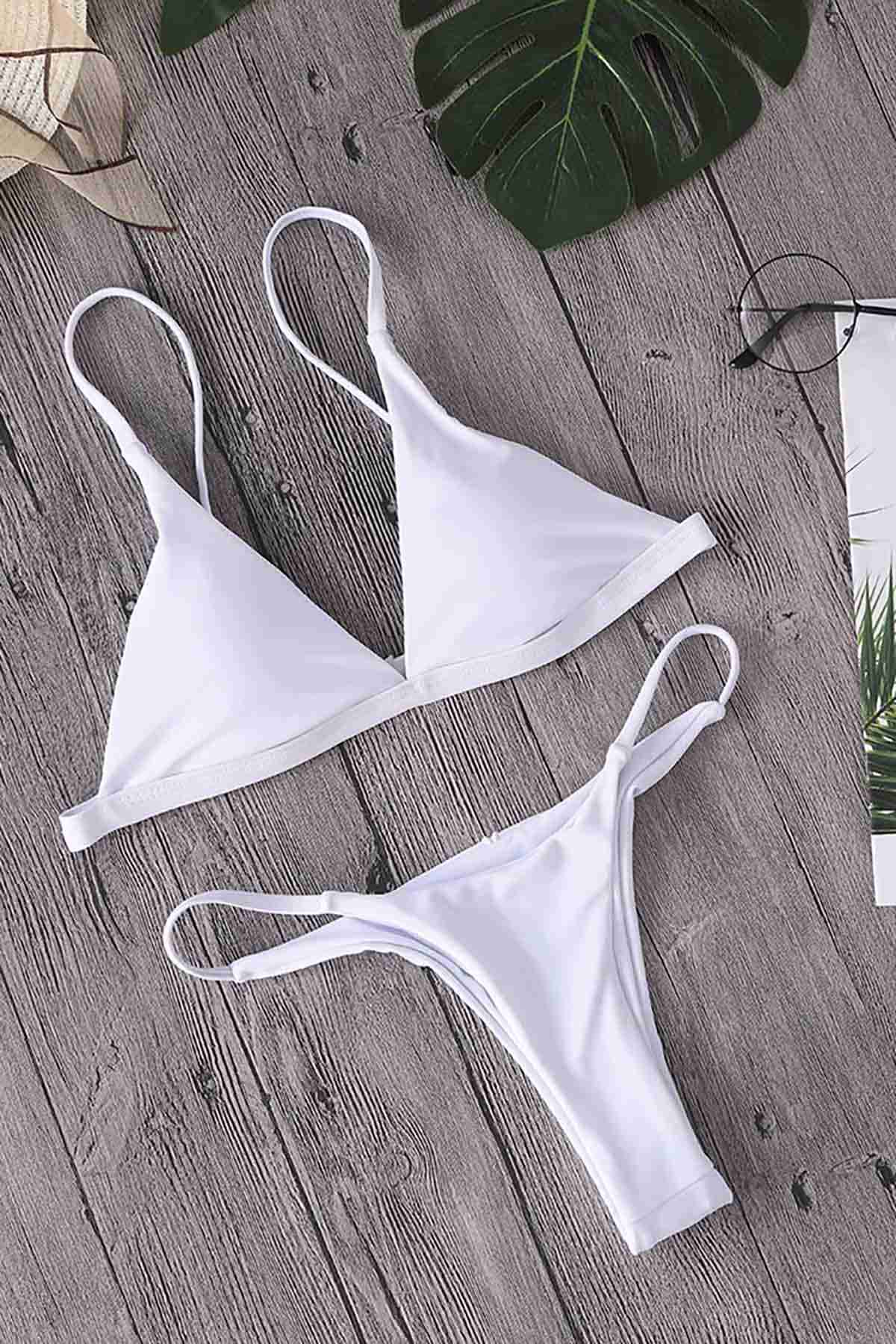 Triangle Bikini Set White