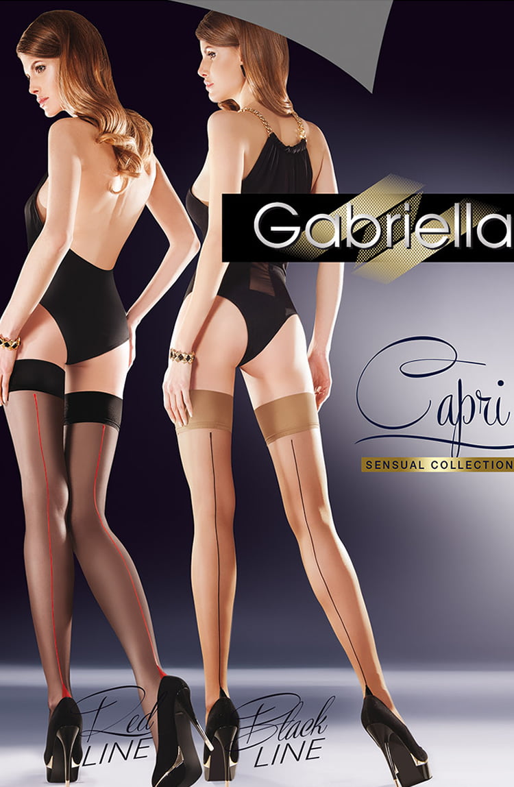 Gabriella Sensual Black Hold Ups with Red Line Gabriella Sensual Black Hold Ups with Red Line