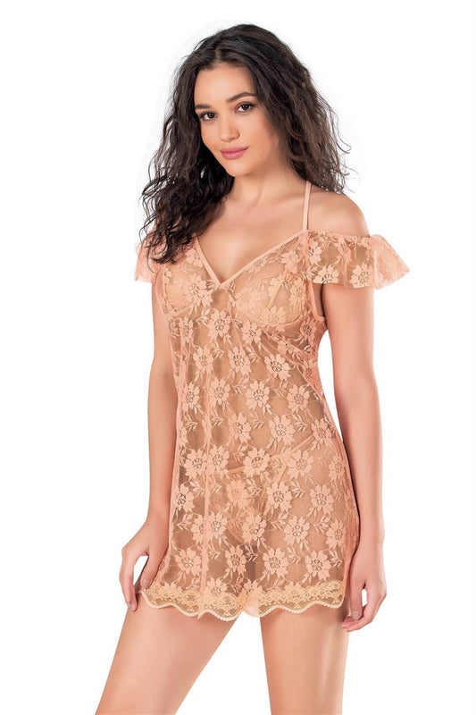 Apricot Short Lace Nightgown