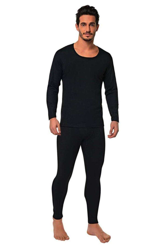 Kota Men's Winter Thermal Warm Leggings And Underwear Set 2&Apos;Li Set Black