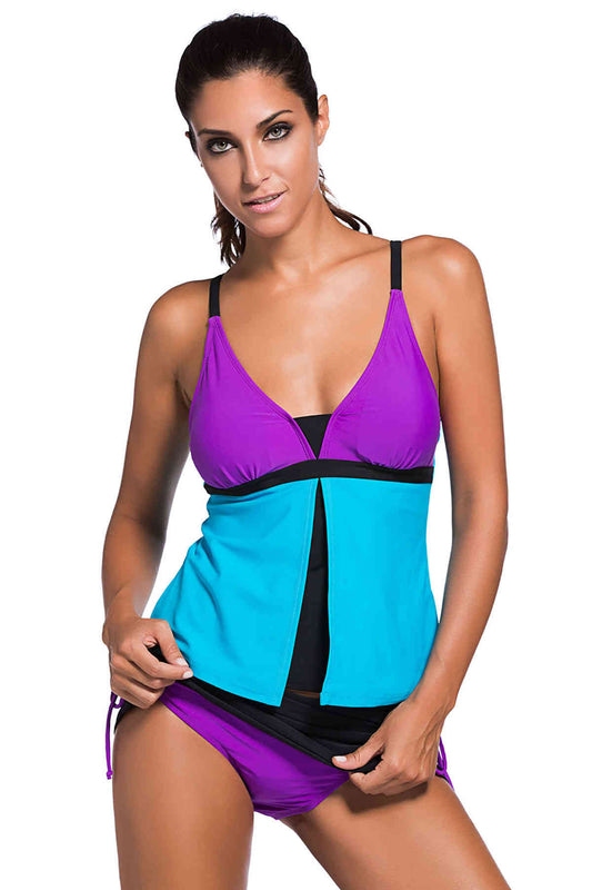 Colored Skirted Bikini Set Women Swimwear Swimsuit Tankini