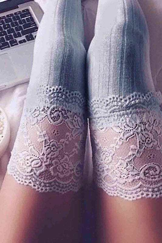 Perfumed Lace Knit Above Knee Garter Socks Leggings Stockings Women Sexy Lingerie