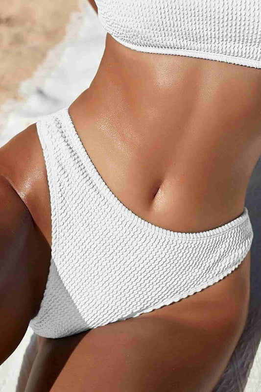 Custom Ribbed Fabric Bikini Bottom White