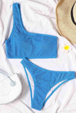 Custom Ribbed Fabric Bikini Suit Blue