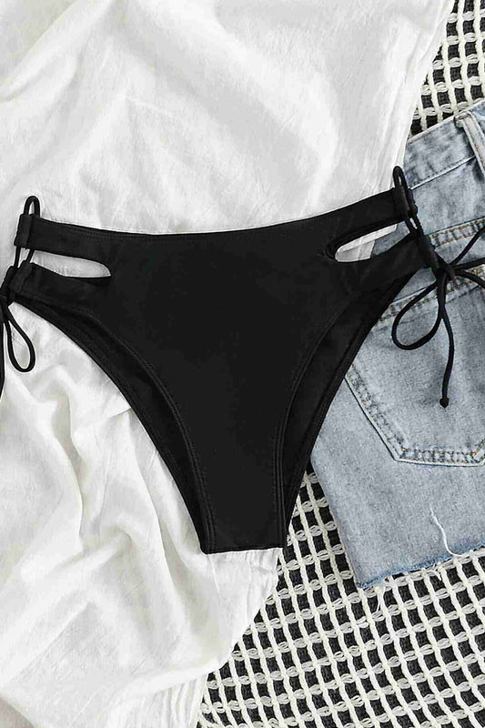 Custom Design Side Tie Bikini Bottom Black