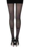 Zohara "Jewel In The Night" Black Sheer Print Tights