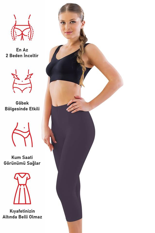Anthrazitfarbene, einfarbige Capri-Leggings Mi 7300