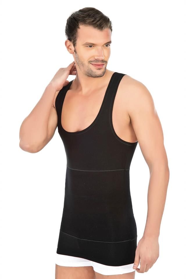 Schwarzes 1400 Modal-Baumwolle-Tanktop-Korsett für Herren