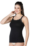 Black  1411 Modal Cotton Lace Tank Top