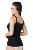 Black  1411 Modal Cotton Lace Tank Top