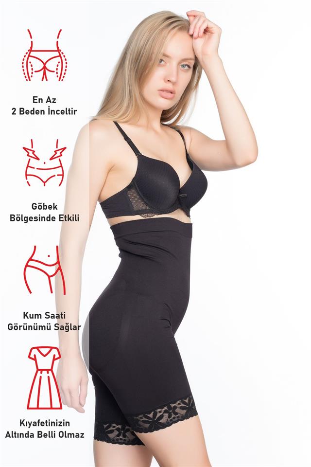 Schwarzes 2027 High Waist Spitzen-Beinkorsett