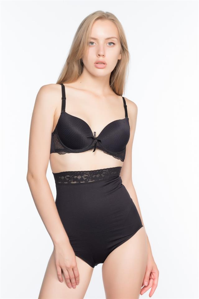 Black  2028 Lace High Waist Slip Corset