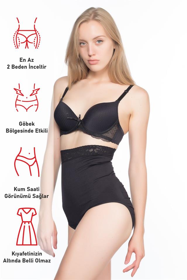 Black  2028 Lace High Waist Slip Corset