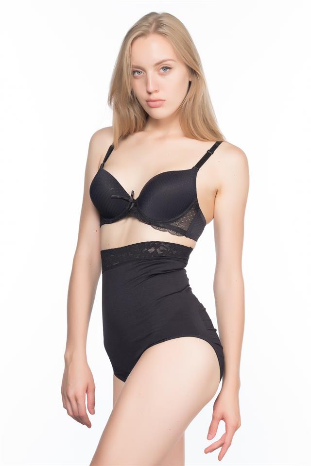 Black  2028 Lace High Waist Slip Corset