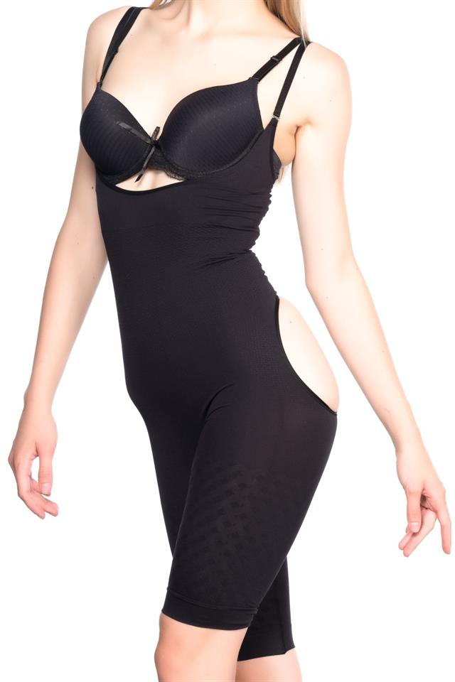 Black  2038 Butt And Chest Open Leg Corset
