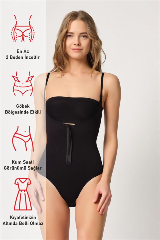 Black  2043 Chest Open Back Body Corset