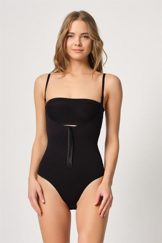 Black  2043 Chest Open Back Body Corset