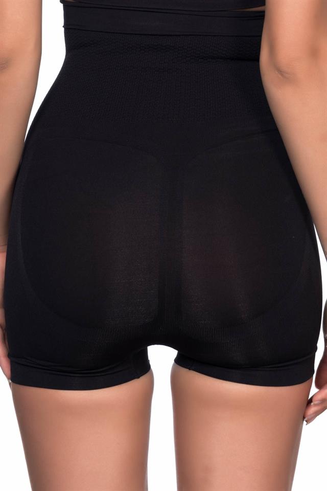 Schwarzes 2055 Massage-Boxerkorsett mit hoher Taille