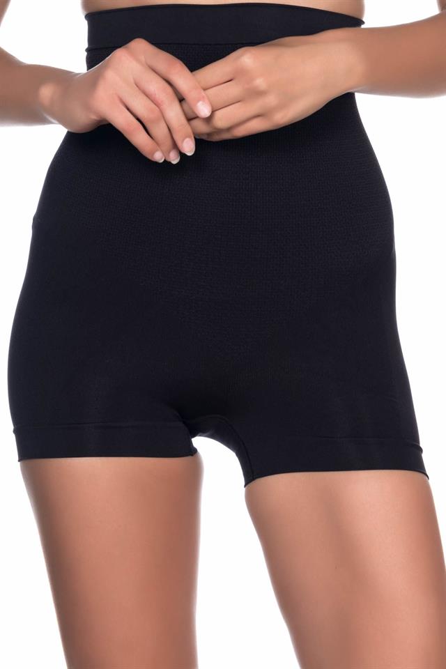 Schwarzes 2055 Massage-Boxerkorsett mit hoher Taille