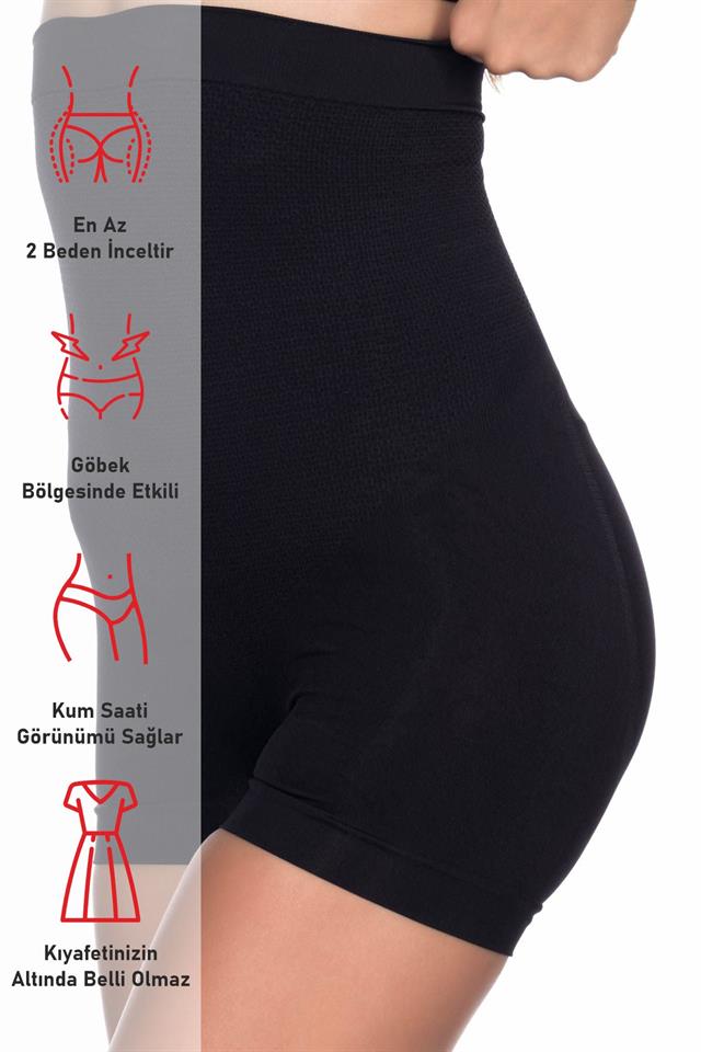 Schwarzes 2055 Massage-Boxerkorsett mit hoher Taille