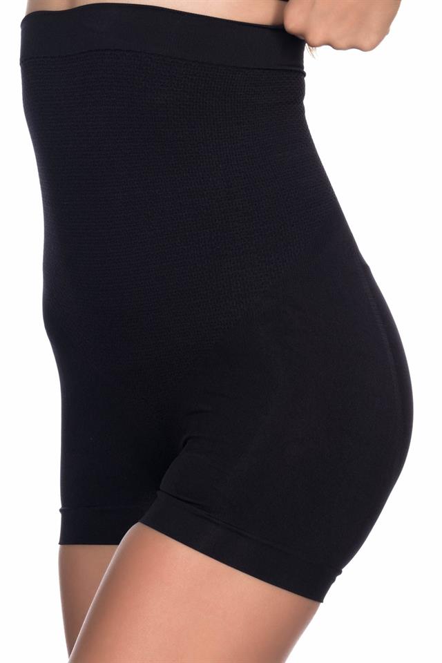 Schwarzes 2055 Massage-Boxerkorsett mit hoher Taille