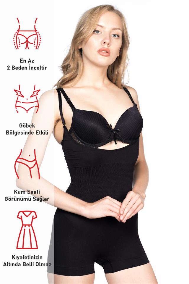 Black  2058 Chest Open Short Leg Length Corset