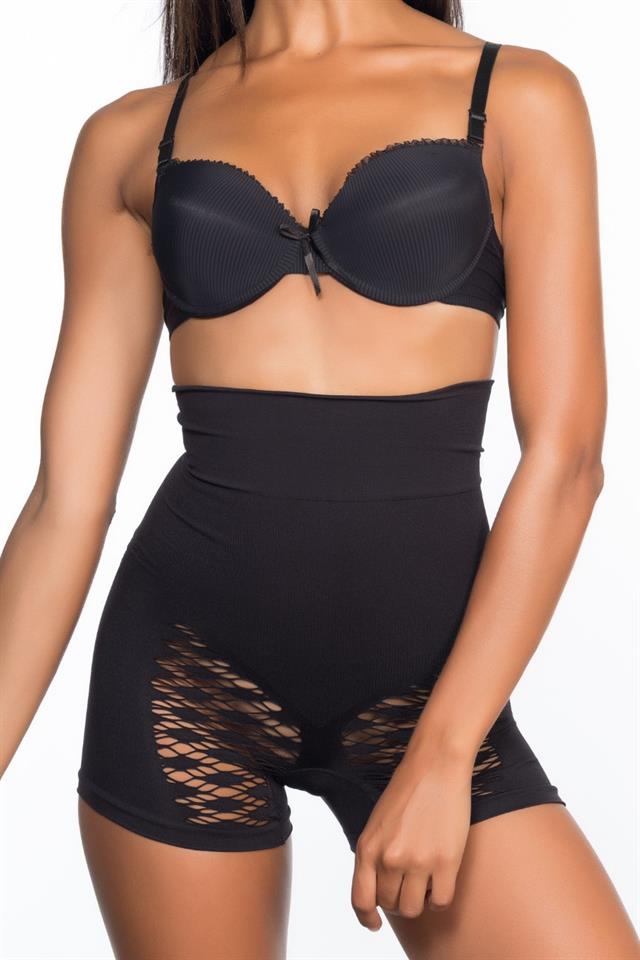 Black  2064 Butt Open Fancy Boxer Corset