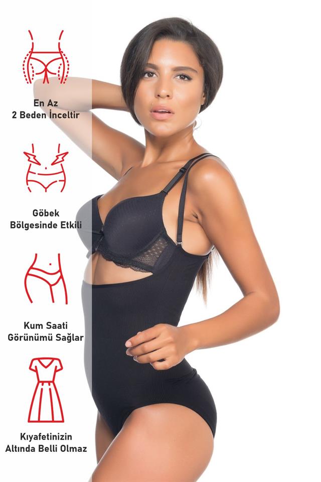 Black  2073 Slim Chest Open Pattern Body Corset