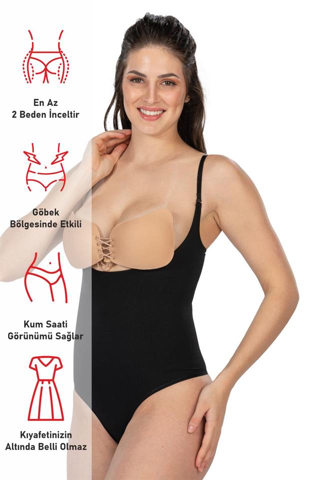 Schwarzes 2076 Brust offenes String-Korsett