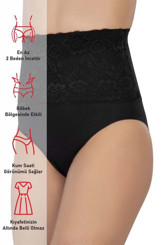 Black  2090 Front Lace High Waist Slip Corset