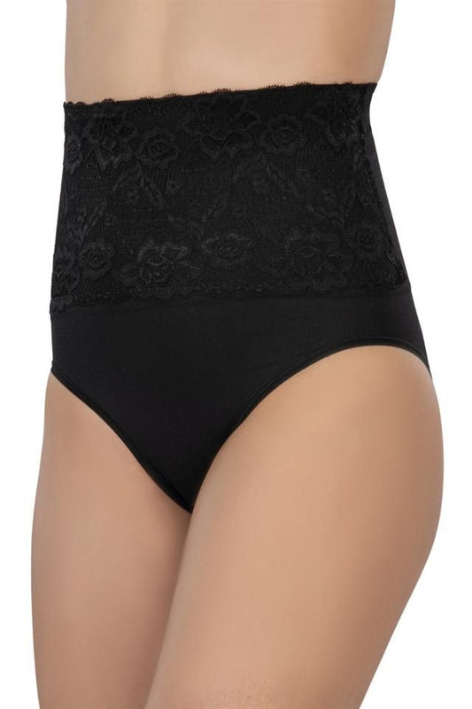 Black  2090 Front Lace High Waist Slip Corset