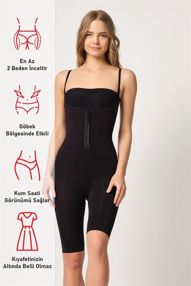Black  2093 Front Padded Chest Open Leg Corset