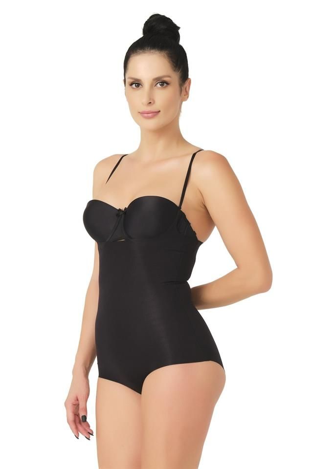 Black  2723 Laser Cut Chest Open Slip Corset