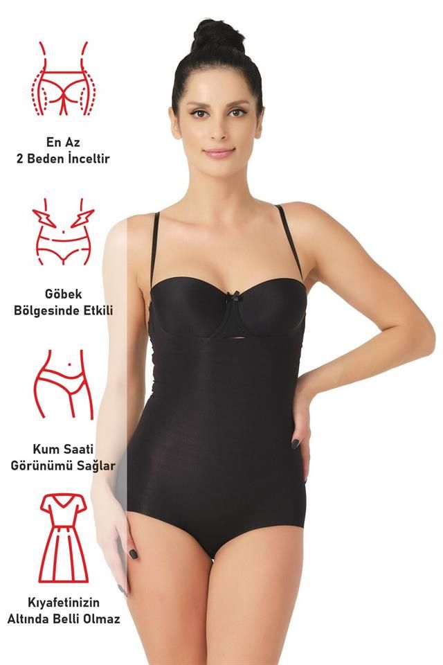 Black  2723 Laser Cut Chest Open Slip Corset