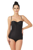 Black  2723 Laser Cut Chest Open Slip Corset