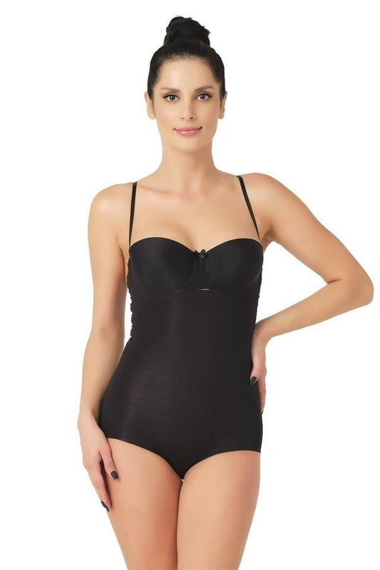 Black  2723 Laser Cut Chest Open Slip Corset