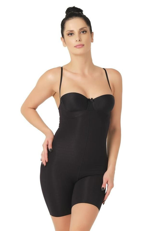 Black  2758 Laser Cut Chest Outdoor Boxer Corset