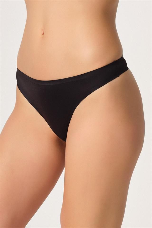 Black  2802 Bonding Laser Cut String Panties