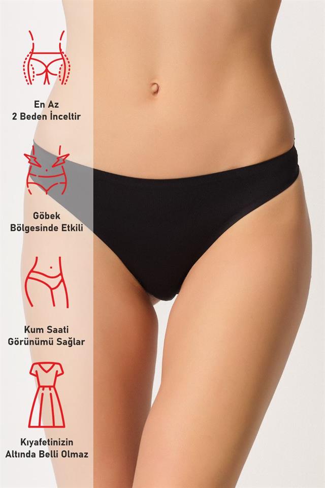 Black  2802 Bonding Laser Cut String Panties