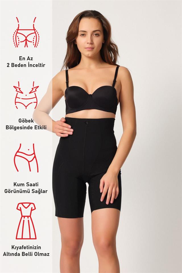 Schwarzes 2814 Boxer-Laserkorsett mit doppelter hoher Taille